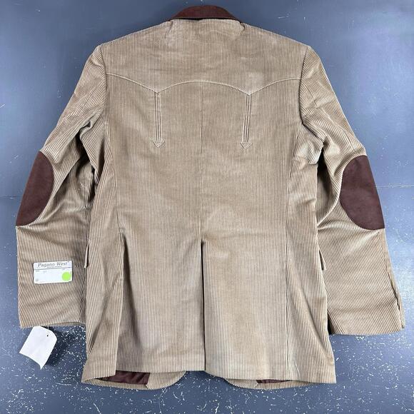 VTG Pagano West Blazer Mens 40R Tan Corduroy Elbow Pad Vertical Smiles NWT USA - Picture 7 of 9